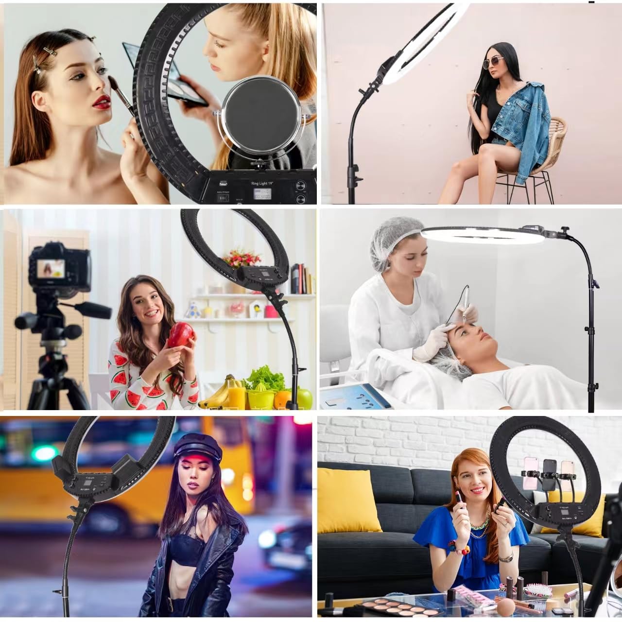 19" LED Luce Anulare Kit con Stativo, Specchio e Supporto per Telefono per La Fotografia in Studio, Ritratto, Selfies, Live Streaming, Registrazione Video, Riempimento Trucco di Bellezza