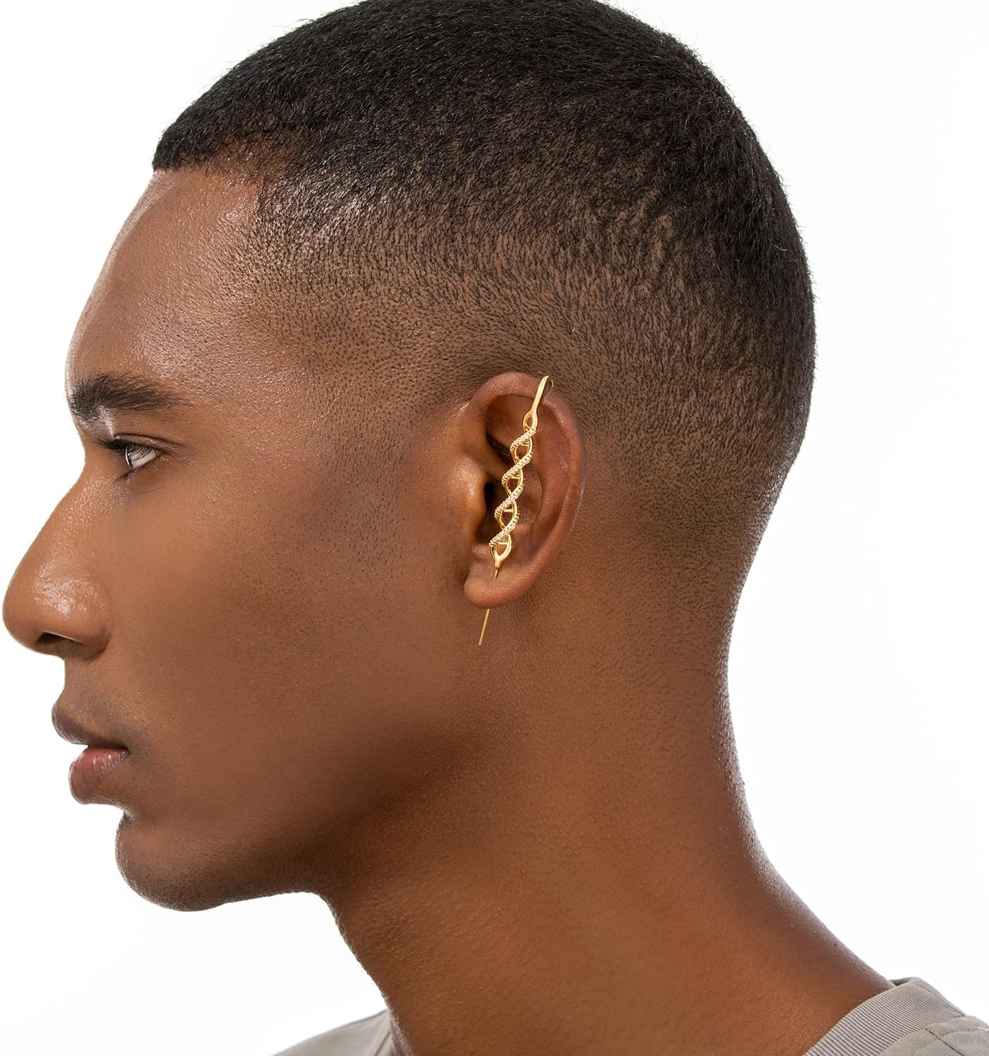 In My DNA Helix Hook Earrings – Adjustable, Hypoallergenic, Unisex Ear Cuff Style