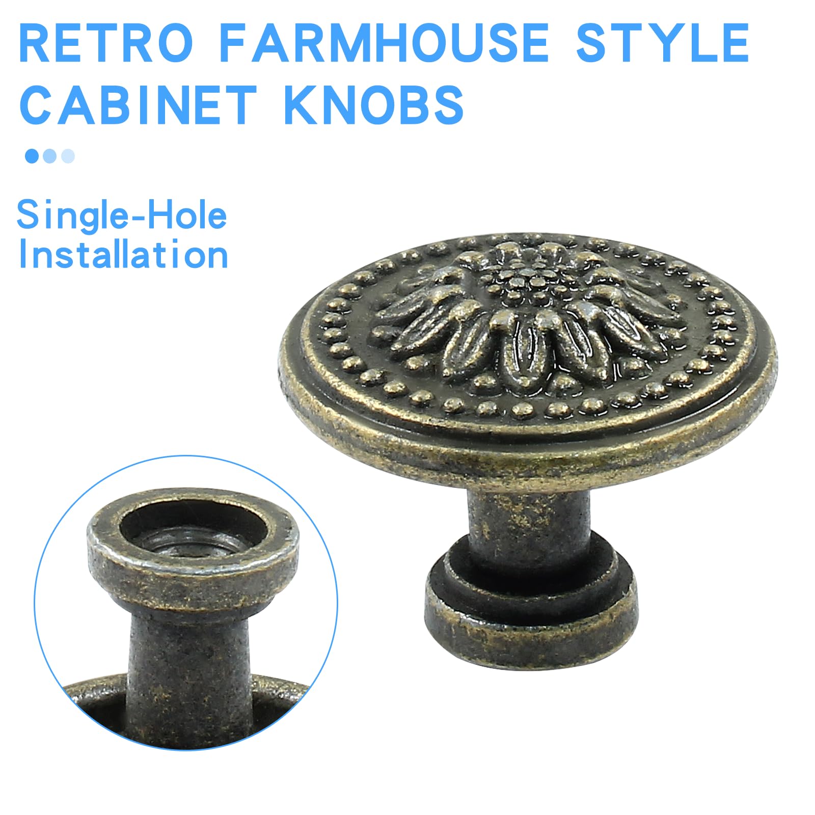 Antique Bronze Cabinet Knobs - Mid Century Style -4