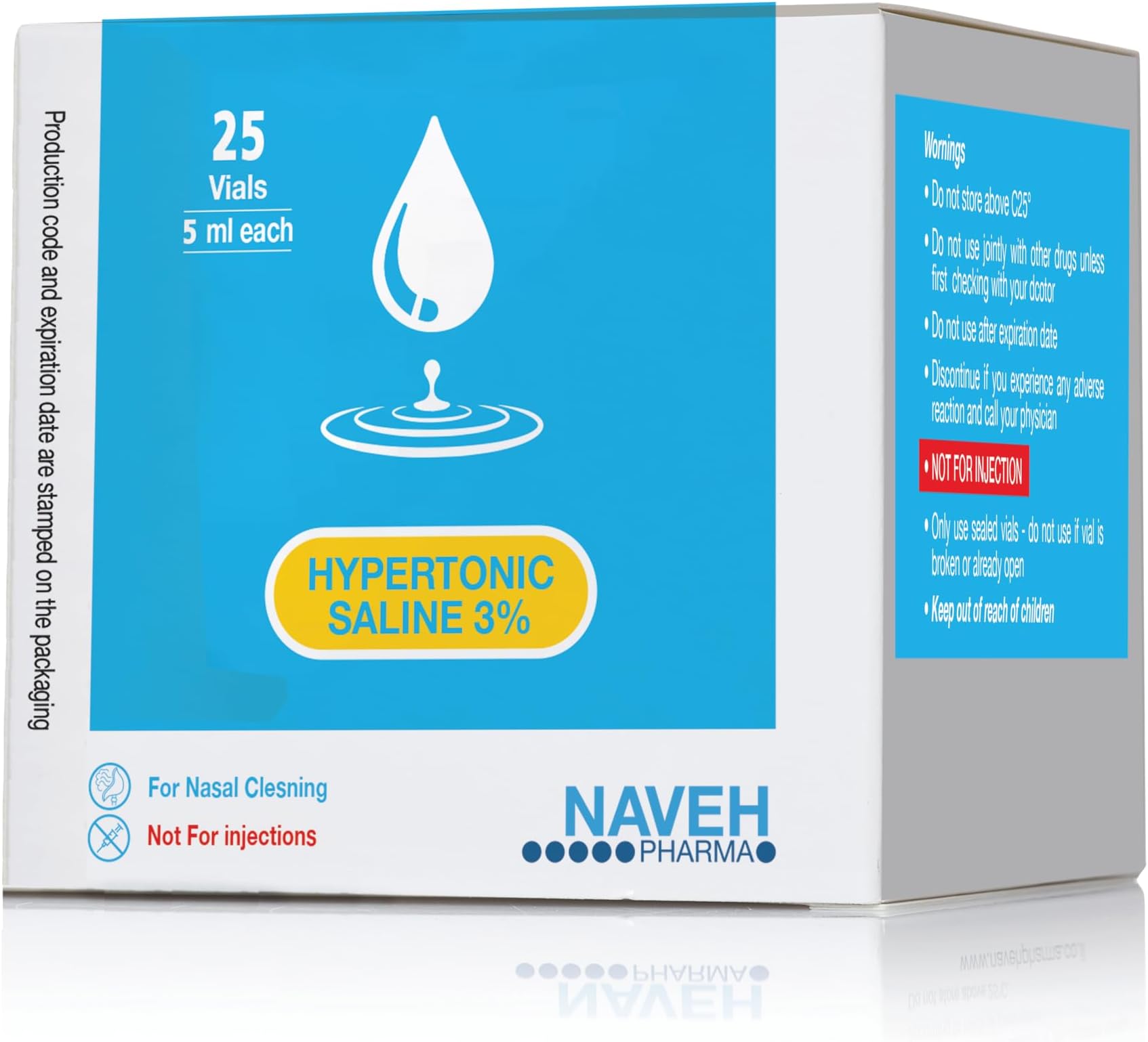 RSV Hypertonic Saline 3% Nebulizer Diluent for Inhalators Machine Kids & Adults Clear Congestion from Airways & Lungs Albuterol Solution (25 Sterile Saline Bullets of 0.17 Fl Oz)
