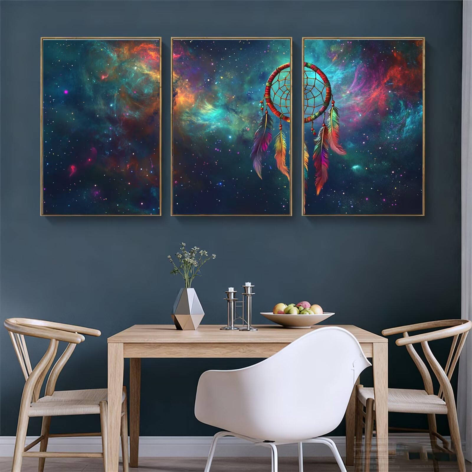 Oujkeef Leinwand Bilder Fantasie 3 Teilig Mit Massivholz Rahmen, Wandbilder Traumfänger, Schlafzimmer Bilder Badezimmer Wohnzimmer Wand Deko Modern Heimdekoration Bilderwand Geschenk 30x40cm,-f1229b