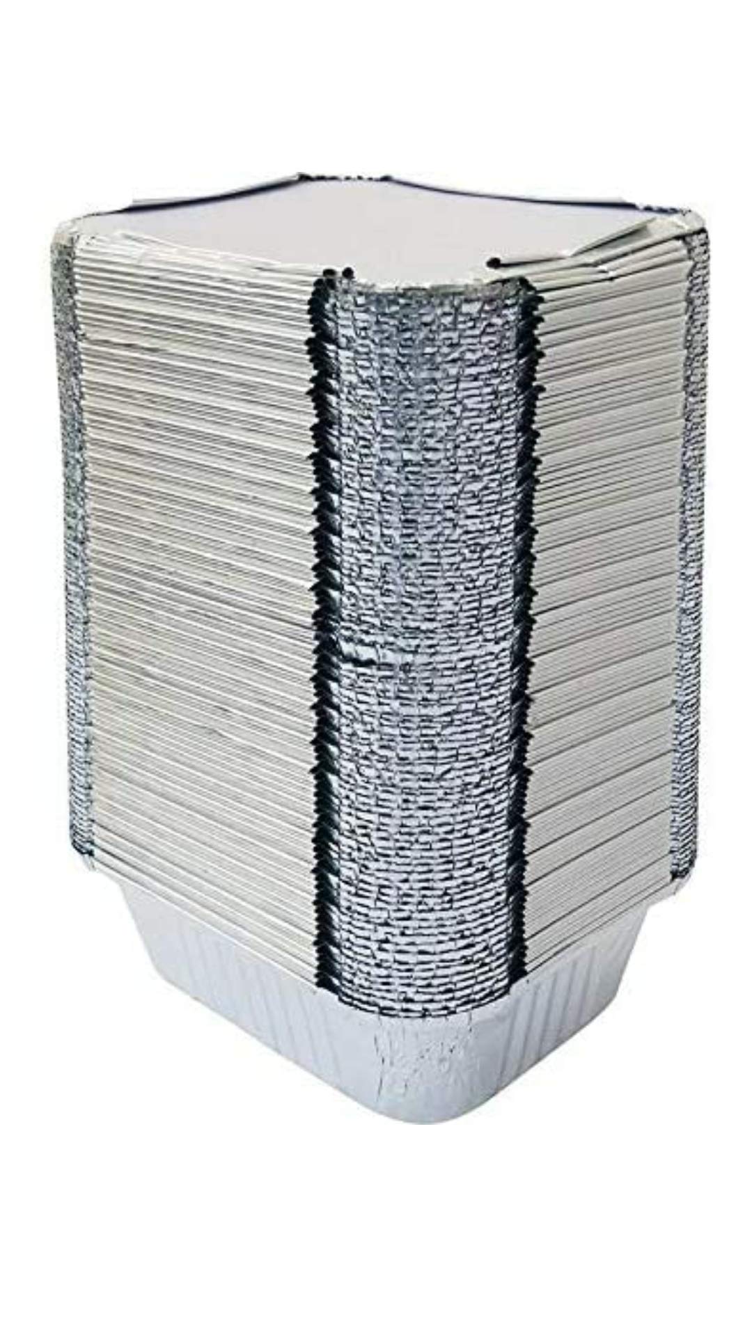 KRUM Aluminum Foil Container with Lid, 450ml (Silver) - Pack of 100