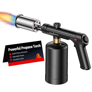 ThermoMaven Propane Torch Gun, One-Touch Max Fire Flame Thrower, Black | Safety Lock, Adjustable Flame for Charcoal Lighting, Grilling, Sous Vide, BBQ, and Kitchen Food Searing (Tank Not Included) - Amazon product rated Grade A