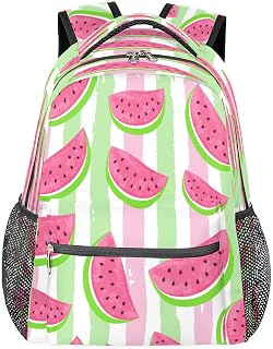 Mochila feminina masculina melancia listrada colorida para viagem, laptop, mochila à prova d'água, mochila diária com vários bolsos, mochila casual para escola, acampamento, caminhada, trabalho, Multicor, Medium