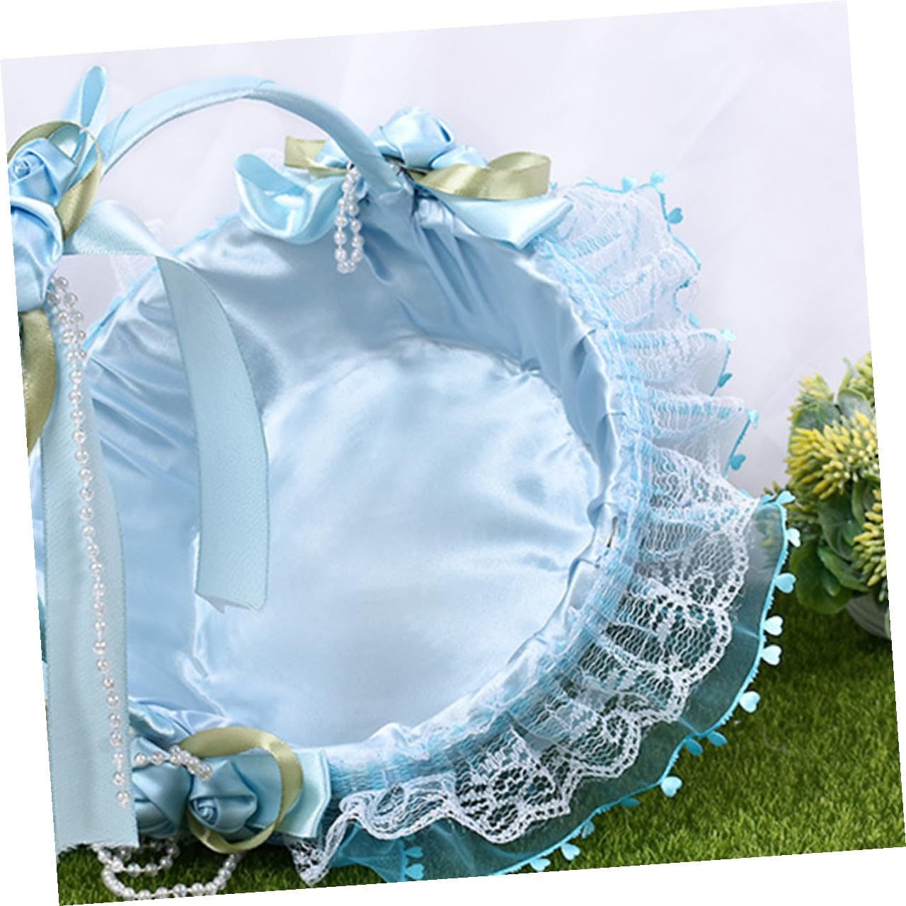 SAFIGLE Wedding Flower Basket for Flower Blue Handheld Wedding Decoration Basket Lightweight Portable Ceremony Supplies