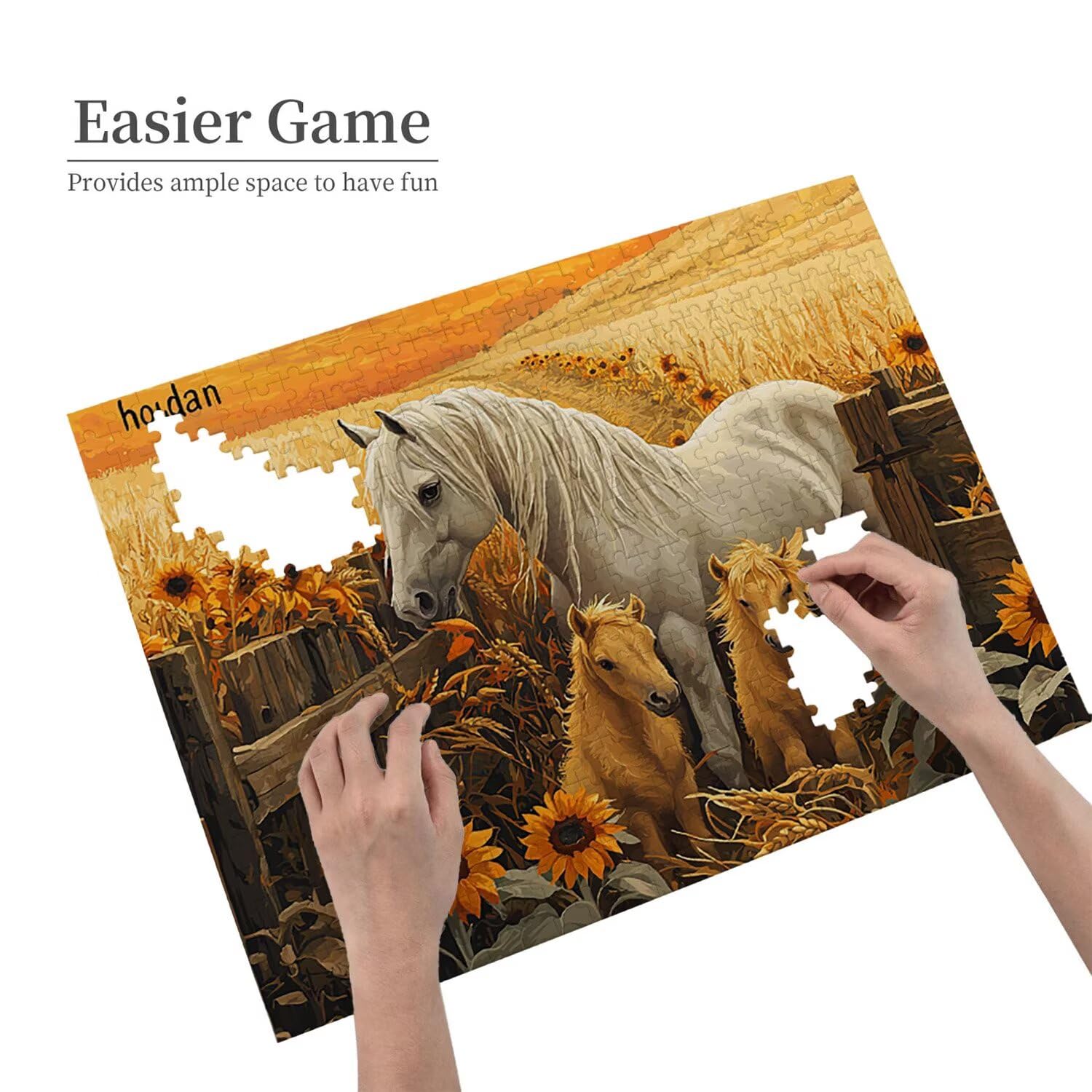 Puzzle de Madera para Adultos 1000 Piezas - Granja Caballo, Obra de Arte de Juego de Rompecabezas para Adultos, Puzzle de Impresión de Alta Definición Multicolor, Pasatiempo Creativo Regalo d-549