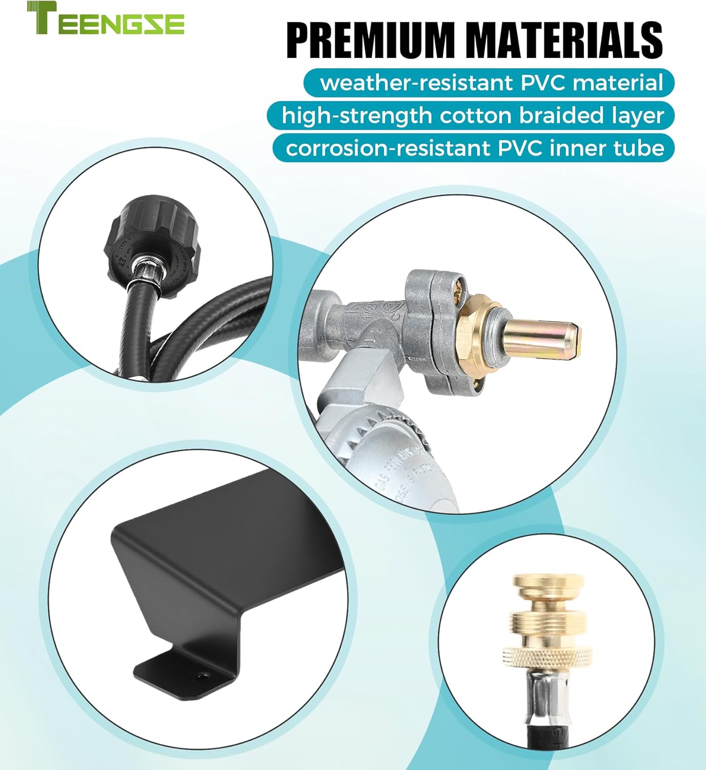 80477 Gas Grill Valve Regulator with 4FT Propane Hose, Compatible with Weber Q100, Q120, Q1000, Q1200 Series Fit for Models 386001, 386002, 516501, 516002, 1lb to 20lb Converter Hose