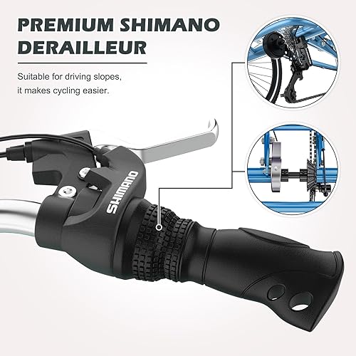 Vista 192 de H&ZT Triciclo para adultos, bicicleta de 3 ruedas, triciclo crucero, con engranaje de 7 velocidades, mango de freno de estacionamiento, escalón