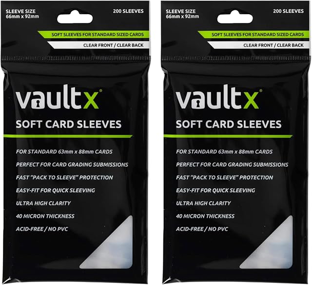 Vault X Soft Trading Card Sleeves - 40 Micron High Clarity Penny Sleeves for TCG (400 Pack)