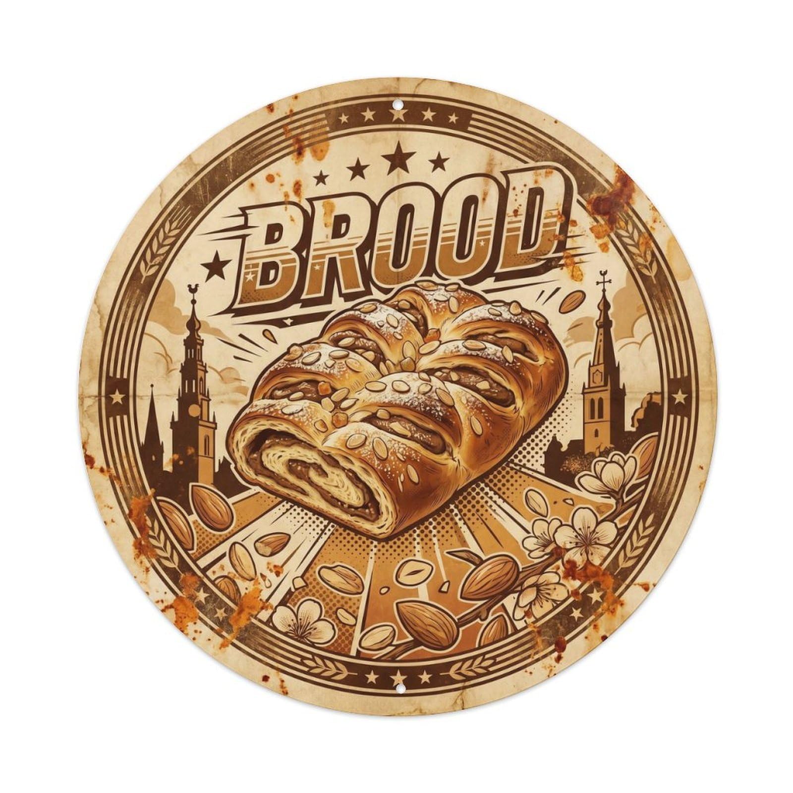 Bread Loaf Dutch Travel Village Bakery Classic Cafe Metal Tin Sign