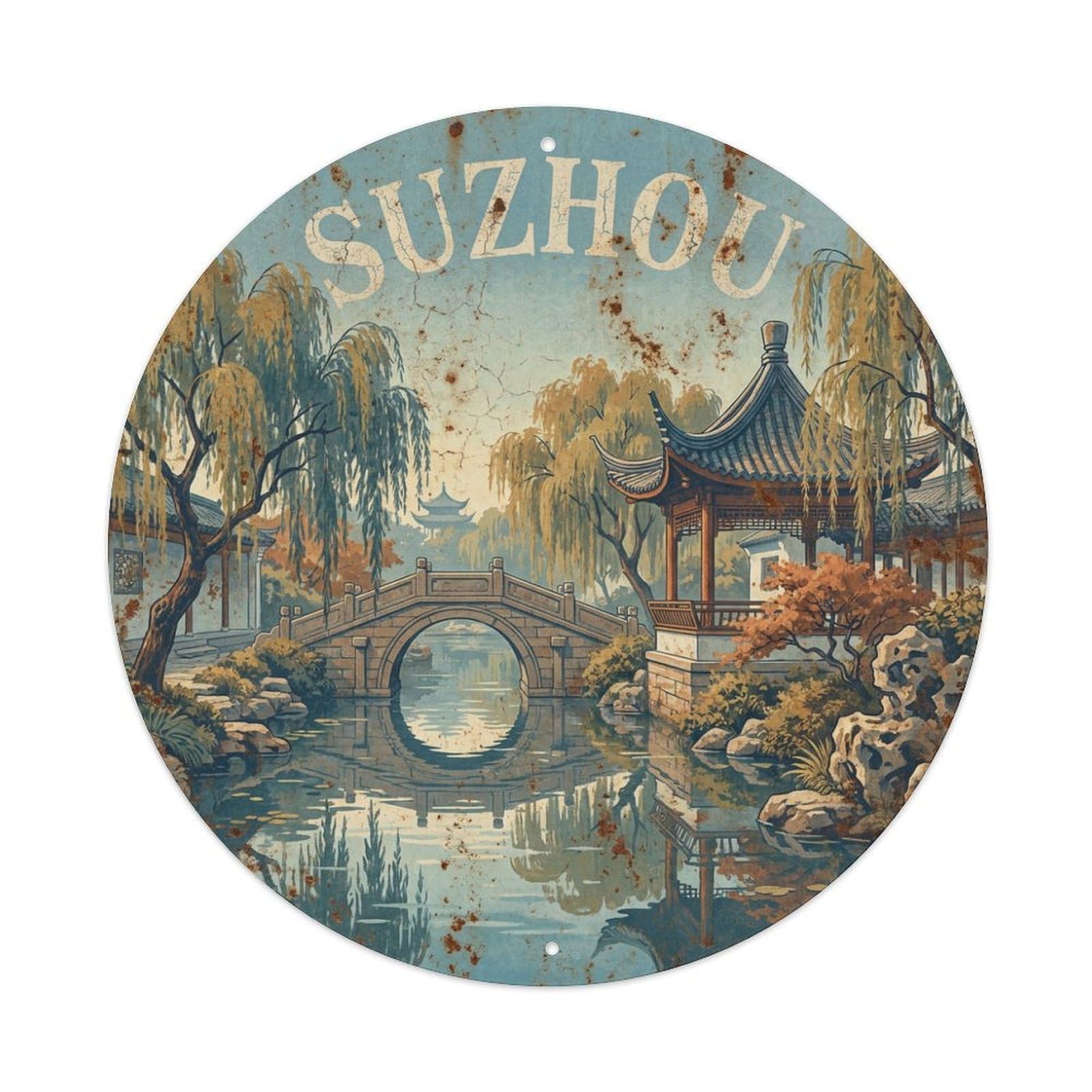 China Retro Travel Suzhou Metal Tin Sign