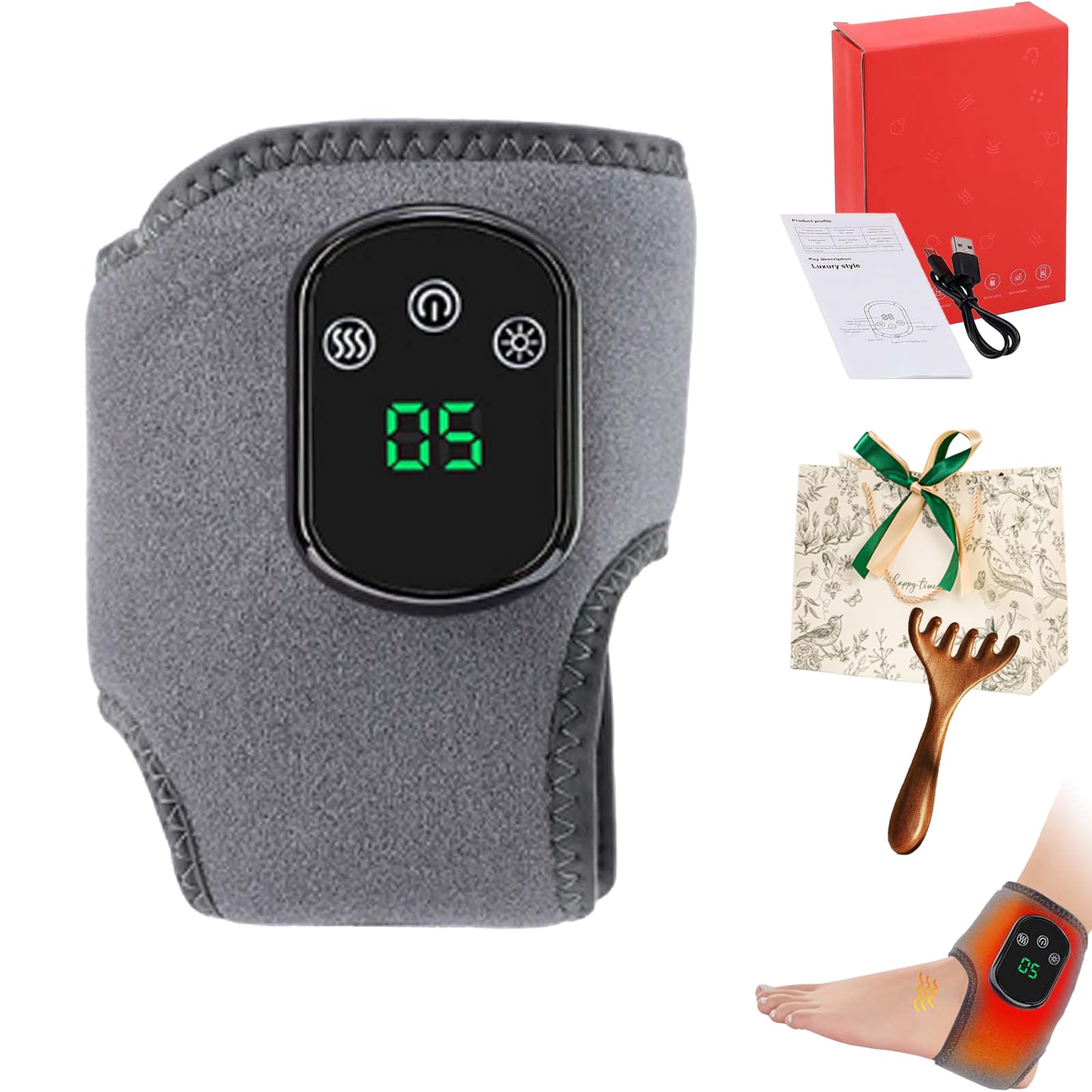Emsence Foot Massager, Emsence Triple Technology Foot Massage, Foot Renew Triple Massager, 3-in-1 Foot Massager Wireless & Portable, 3 Level Heat & Massage Adjustable for Home/Office/Travel (1Set)