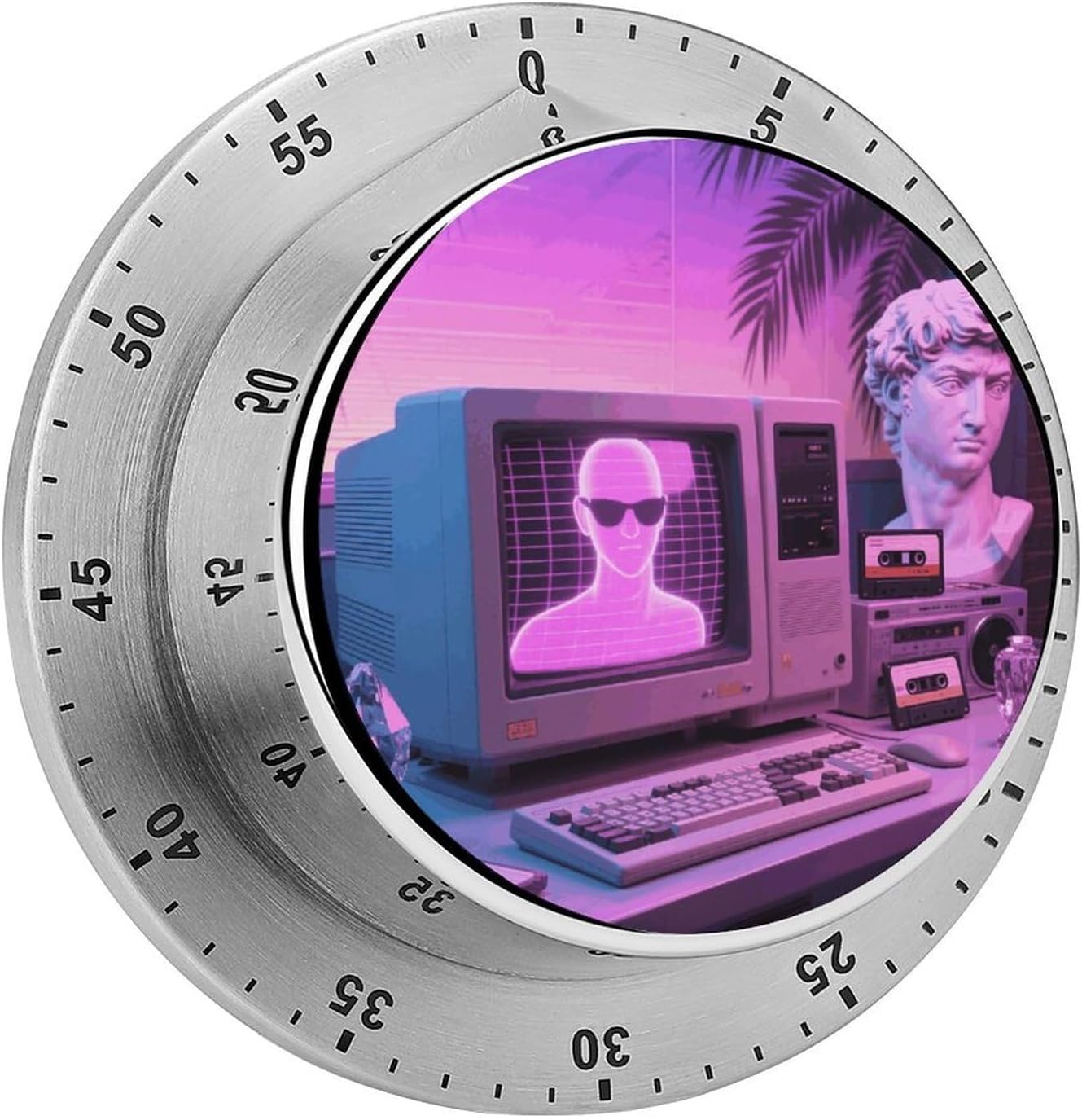 Countdown Neon Retro Computer Kitchen Timer with Magnetic Back