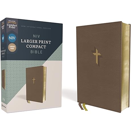 NIV Larger Print Compact Bible Leathersoft, Brown, Red Letter, Comfort Print — Trusted Travel Companion