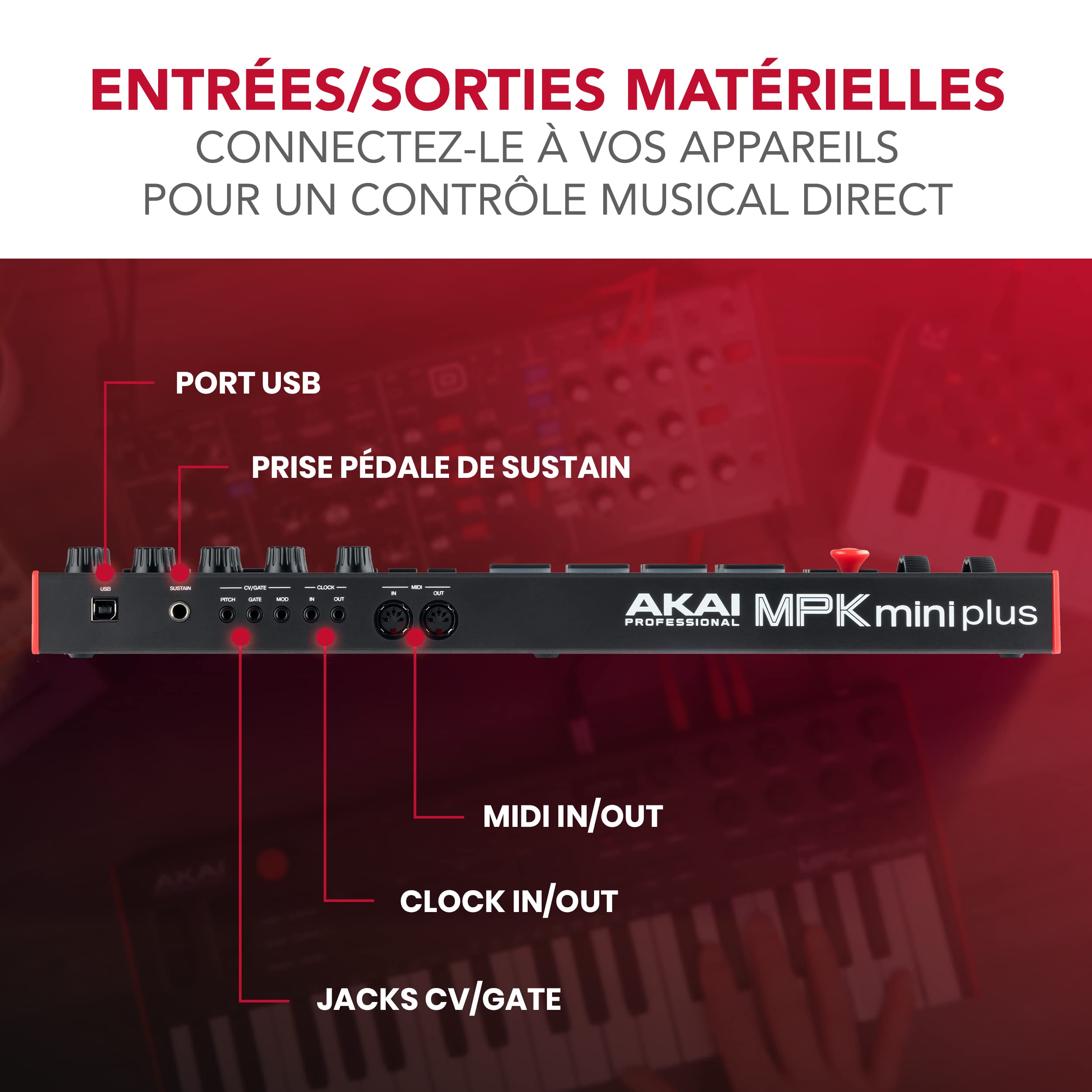 Akai Professional MPK Mini Plus - Clavier MIDI USB à 37 Touches avec Huit Pads MPC, Molettes, Logiciel de Production et Native Instruments Sound Package