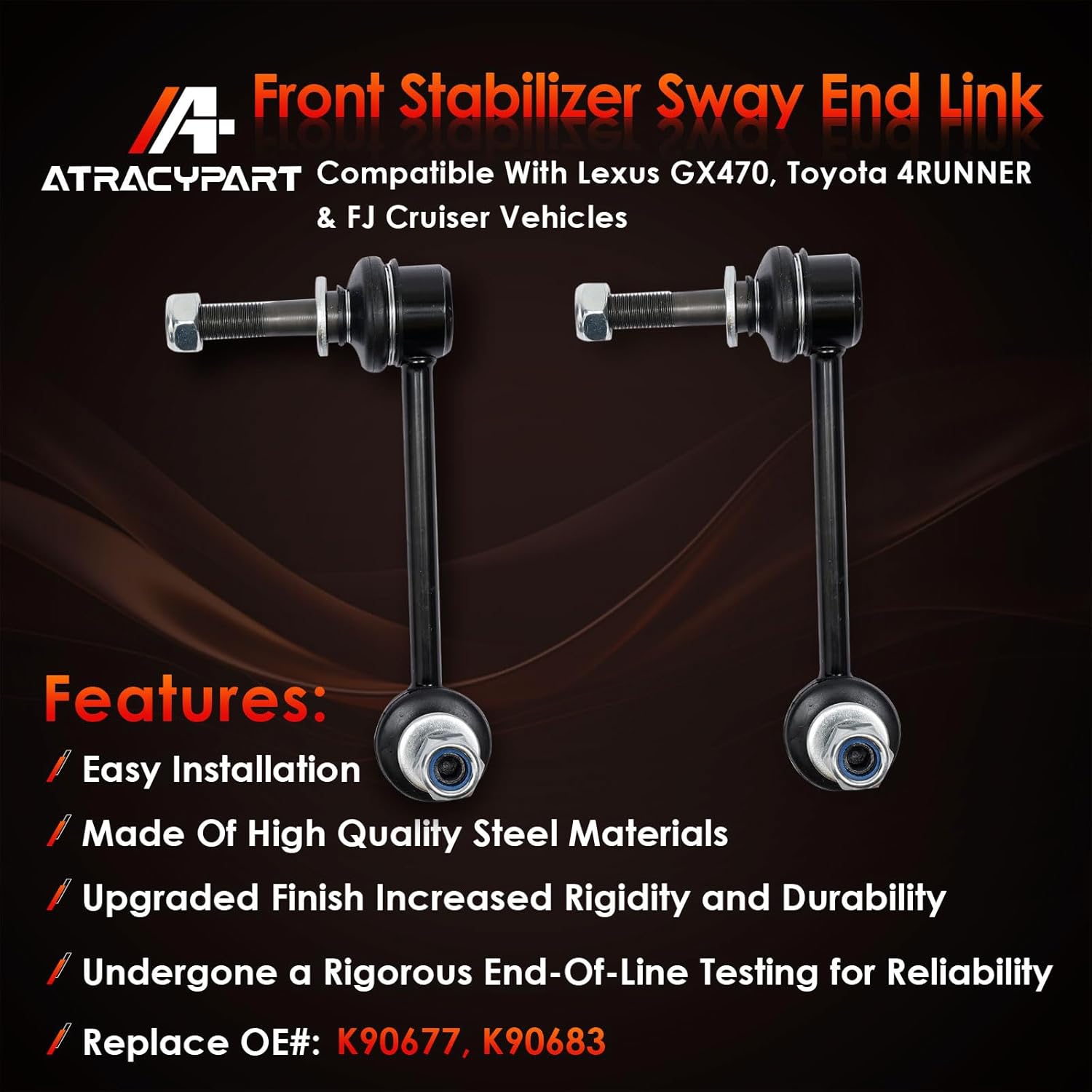 Front Sway Bar Stabilizer Link 2 Pcs Left & Right 4WD｜Replacement For 2003-2018 Lexus GX470 Toyota 4RUNNER FJ Cruiser｜Replace OE#: K90677, K90683