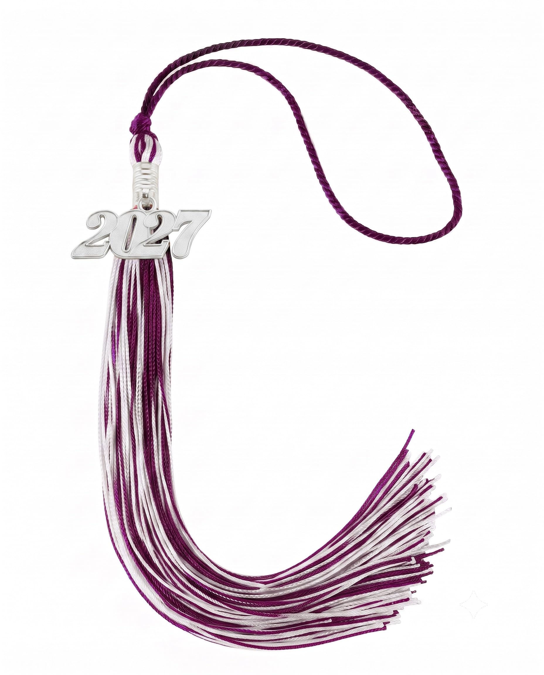 Graduation Tassel 2027 for Grad Cap,Maroon and White Tassel with Silver Charm