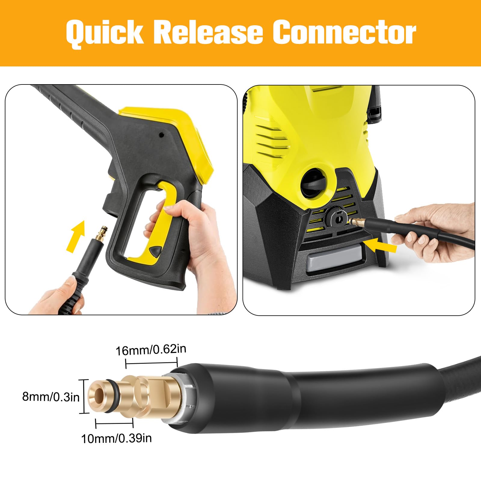 8M Flexible Tuyau pour Kärcher K2 K3 K4 K5 K6 K7 Nettoyeur Haute Pression Accessoires Rallonge Tuyaux de Rechange Pièces Détachées Tuyaux D'extension avec Connecteur Rapide Poignée