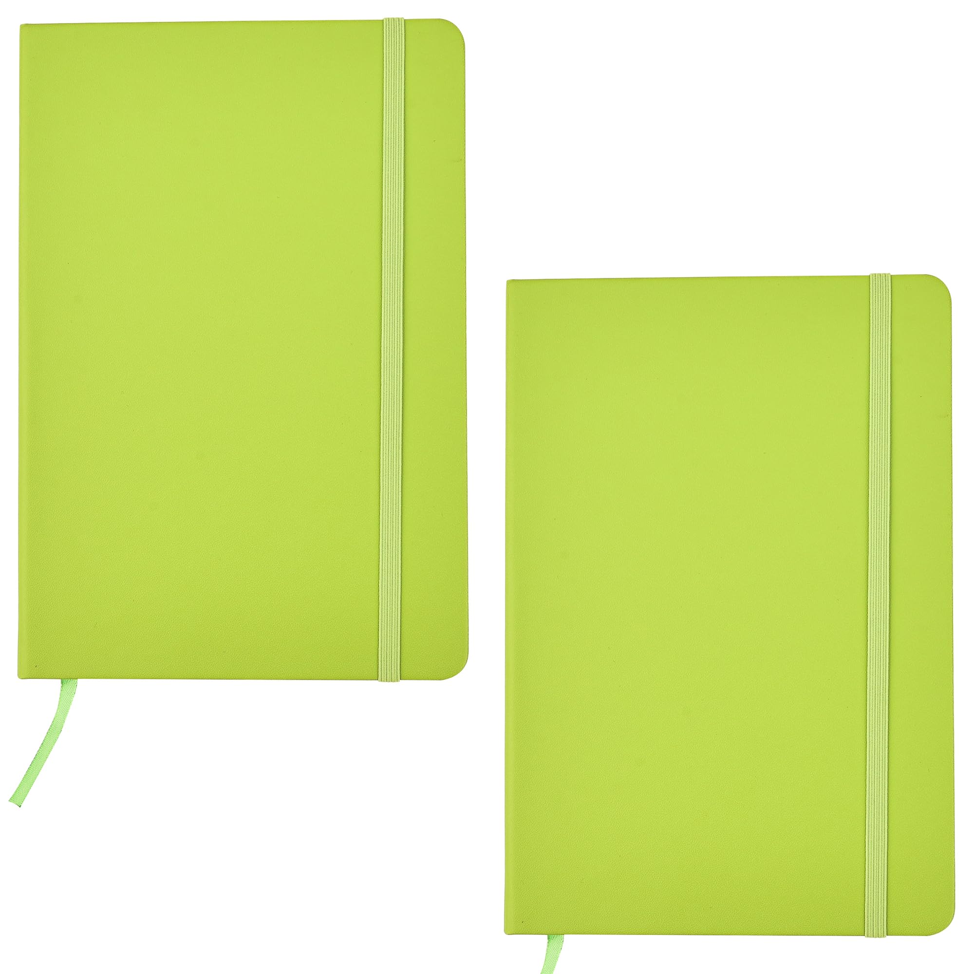 ARPAN A5 Hardback Cover & Ribbon Marker with Elastic Closure Notebook Diary, 80gsm Paper, 136 sheets Perfect for Office, Home, School, Business (Green - Pack of 2)