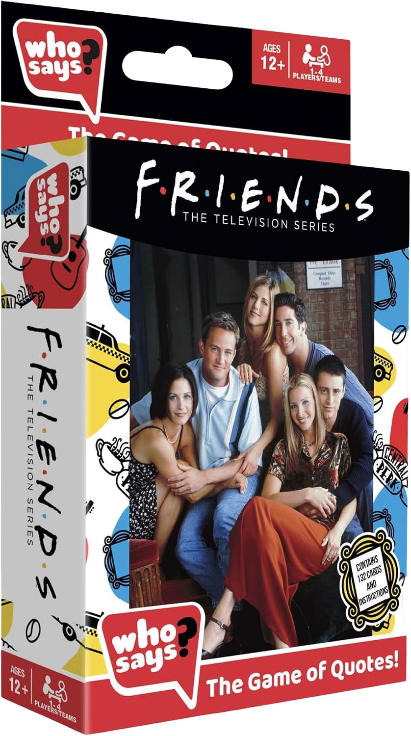 Who Says? Friends Trivia Party Game | Quote Guessing Game for Fans of the Friends TV Show, Identify Characters, Episodes & Real vs Fake Quotes