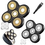 Universal 5-Blade Head Shaver Replacement - 2 PCS Electric Razor Heads for Beard and Hair Trimming