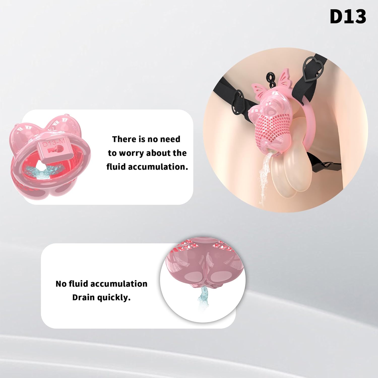 Male Plastic Chastity Cage Sex Toys – Lightweight Chastity Device with 4 Size Silicone Cock Ring & Invisible Lock, Large Cock Cage with Elastic Belt Bondage Gear for Penis Exercise Control