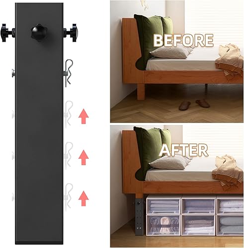 Miniatura 5 de Paquete de 4 elevadores de cama de acero al carbono súper pesados para dormitorios universitarios cuadrados de madera, mesas, elevadores cuadrados