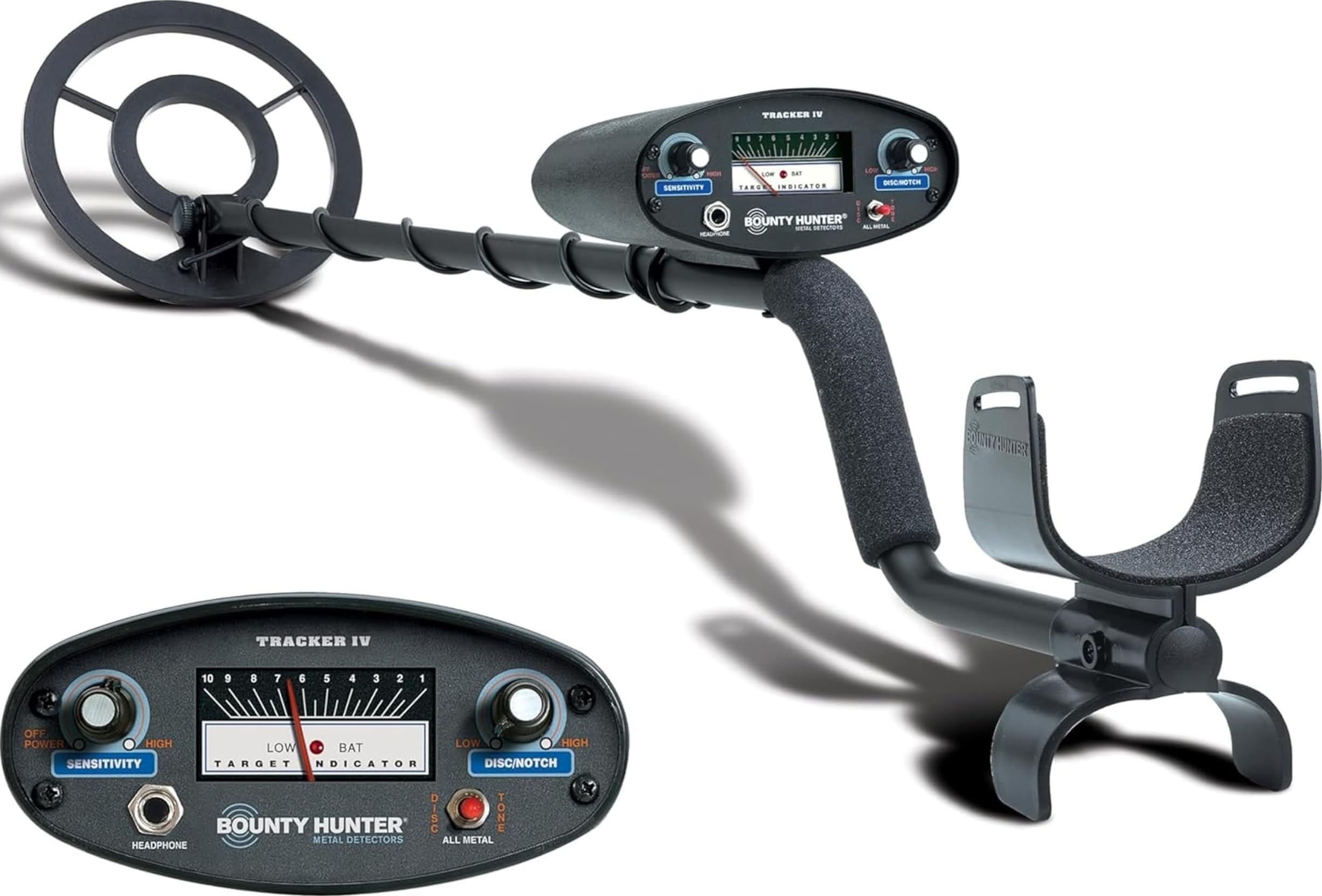 Bounty Hunter TK4 Tracker IV Metal Detector – All-Terrain Gold, Silver, Coin & Relic Finder with 8" Waterproof Coil, 3 Detection Modes – for Adults & Kids – Made in USA