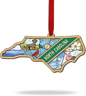 North Carolina Ornament, State Ornament, North Carolina Ornaments for Christmas Tree, NC Holiday Decor Gift, Xmas Gifts Souvenir Gift for Men Women Family Friends