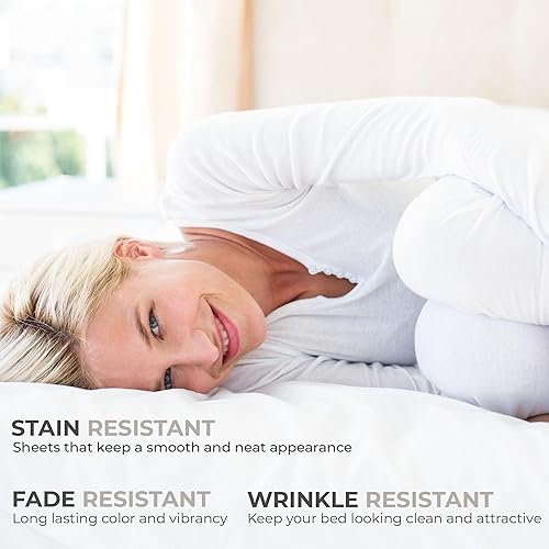 Miniatura 6 de Sleepy Town - Juego de sábanas King de 3 piezas, sin sábana encimera, suaves, cómodas, frescas, fácil cuidado, resistente a arrugas y decoloración,