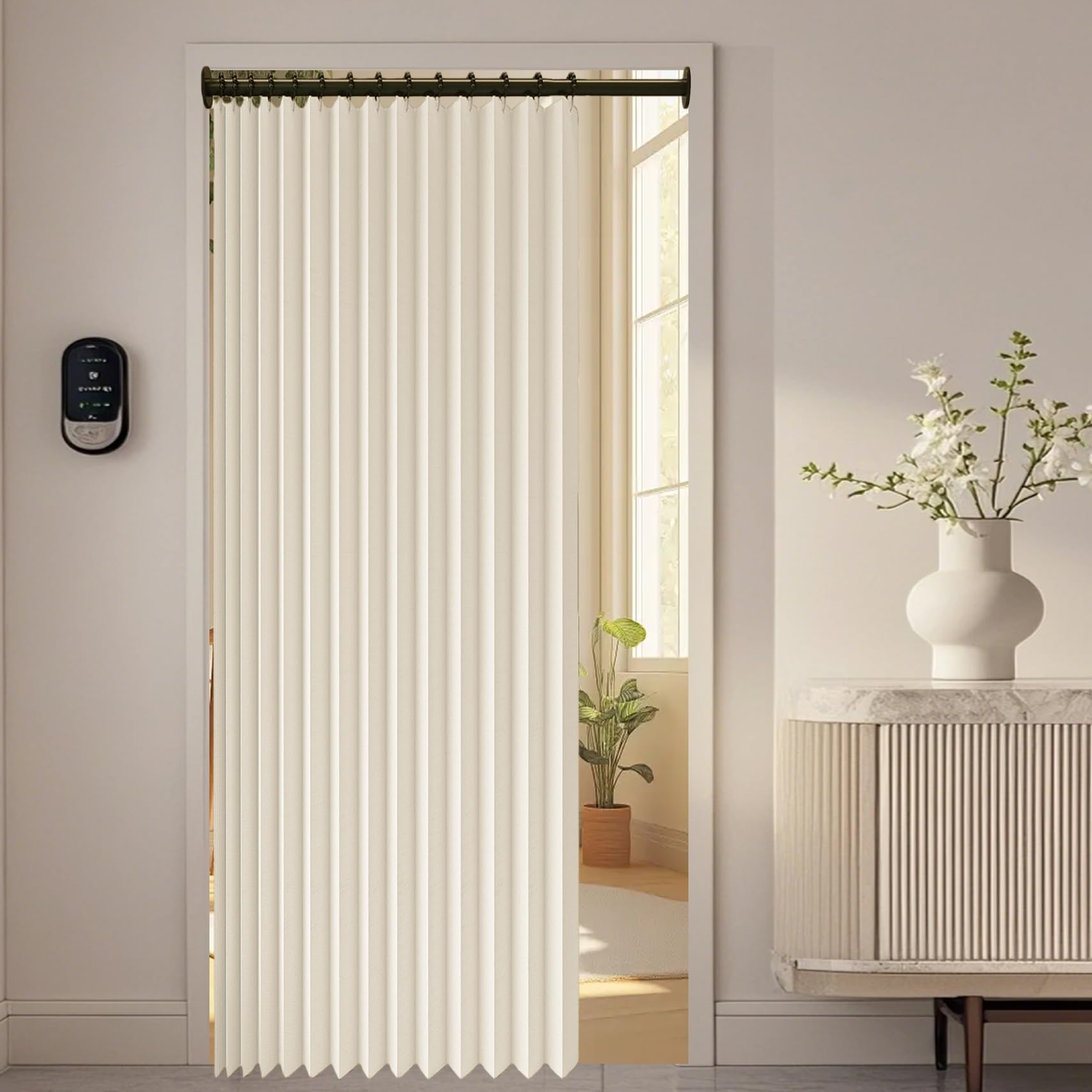 Rideau de séparation beige 154x199 à oeillets isolant thermique