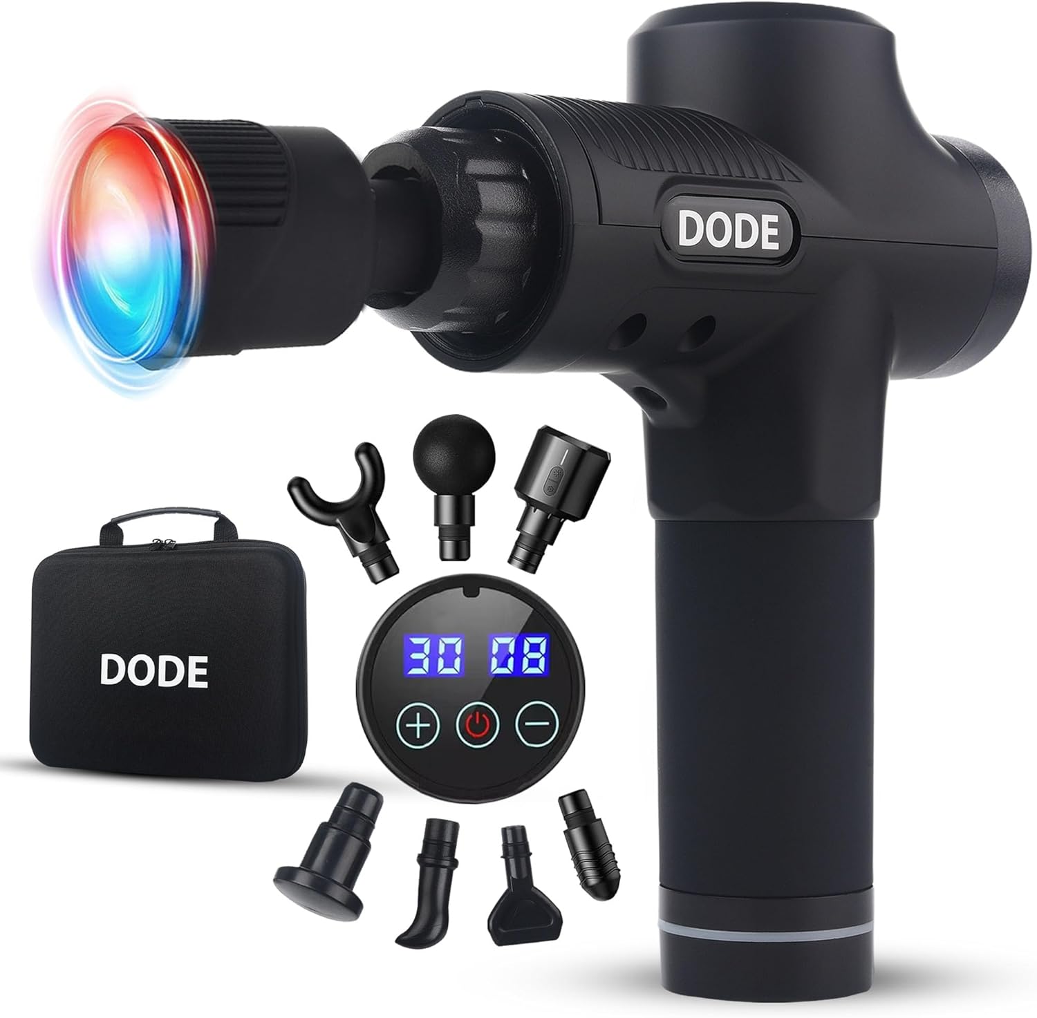 DODE Therapeutic massage Gun Deep Tissue with Warmth and Chilly, Again Therapeutic massage Gun Remedy, 30 Velocity Ranges, Handheld Therapeutic massage Gun Deep Tissue, Muscle, Nick, Foot Massager Gun with Transportable Case,7 Heads Gun Massager