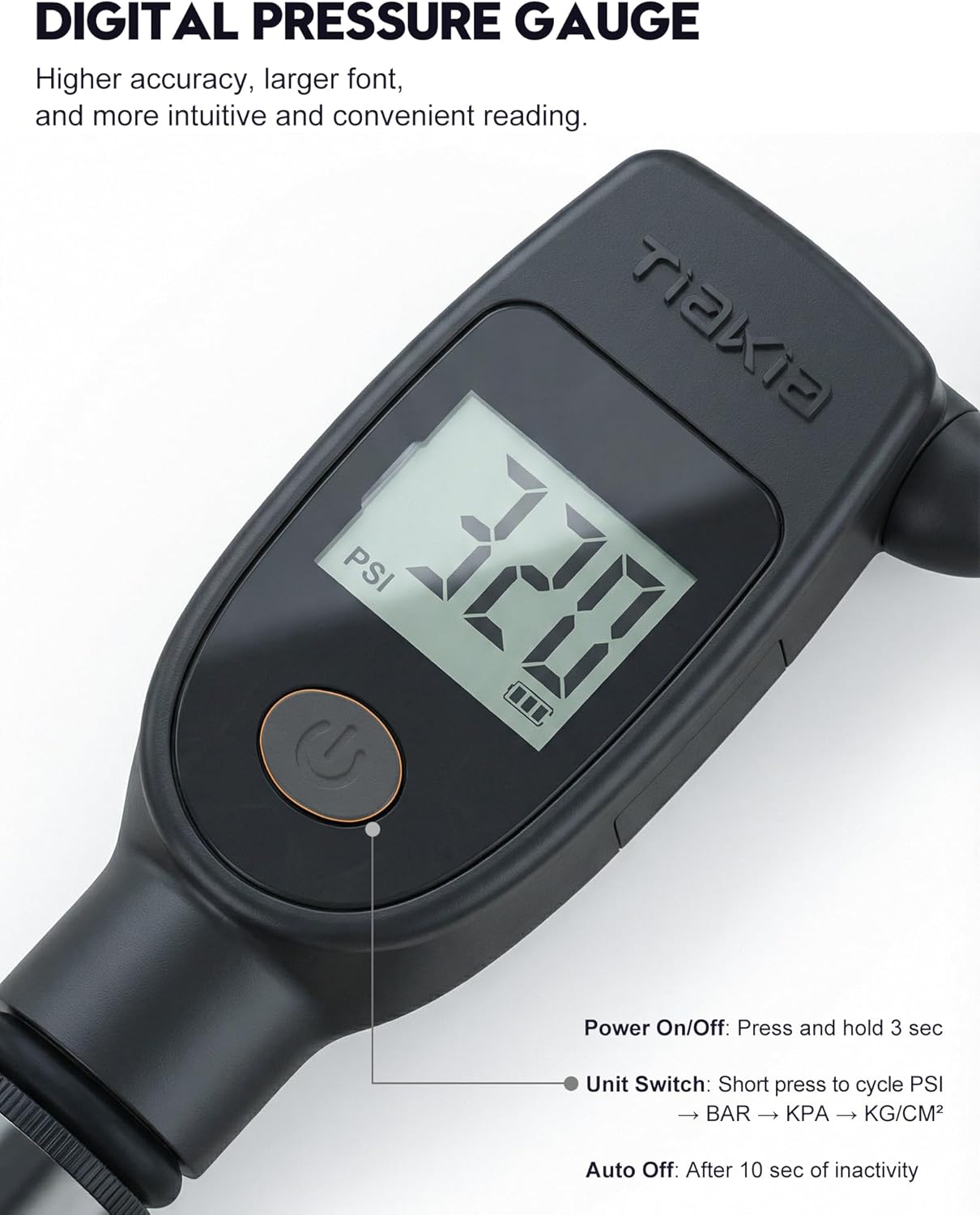 Tiakia High Pressure Shock Pump with Digital Pressure Gauge for Air Front Fork & Rear Suspension, Portable Bike Pump Aluminum Bicycle Tire Inflator Frame Pump Fit Schrader/Presta Road Bike