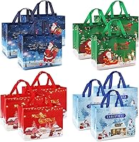 Vista 13 de PARSUP 8 bolsas de regalo de Navidad, bolsas de Navidad no tejidas con asas, bolsa de regalo para envolver regalos, compras, suministros de fiesta