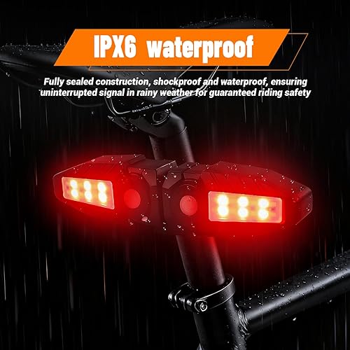 Miniatura 6 de Señales de giro para bicicleta con proyector, 5 modos de luz trasera de bicicleta recargable por USB, control remoto, impermeable, dividida, ebike,