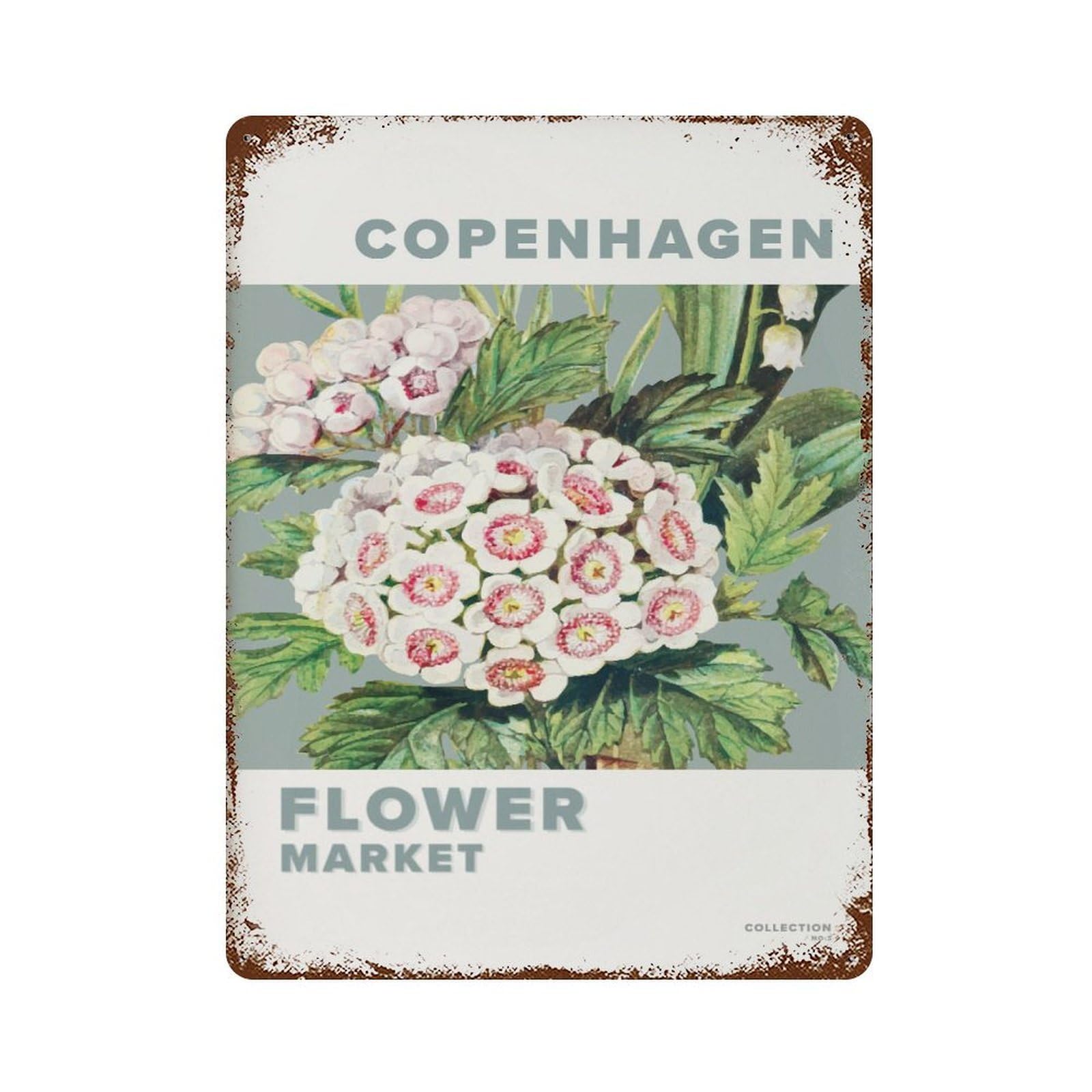 xiaoxiaoshen Flowermarket Copenhagen Eco Friendly Floral Florist Gift Wall Decor Art Metal Tin Poster Modern Home Decor Art Home Bar Shop Decorations Vintage Sign 40x30cm