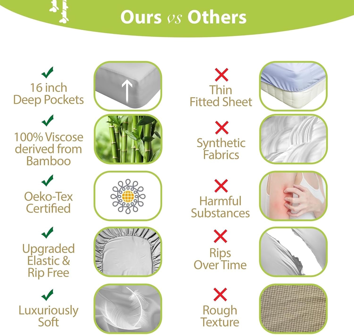 BAMPURE Luxury Series 6 Pcs King Sheet Set - 100% Viscose derived from Bamboo Sheets King Size - - Image 5