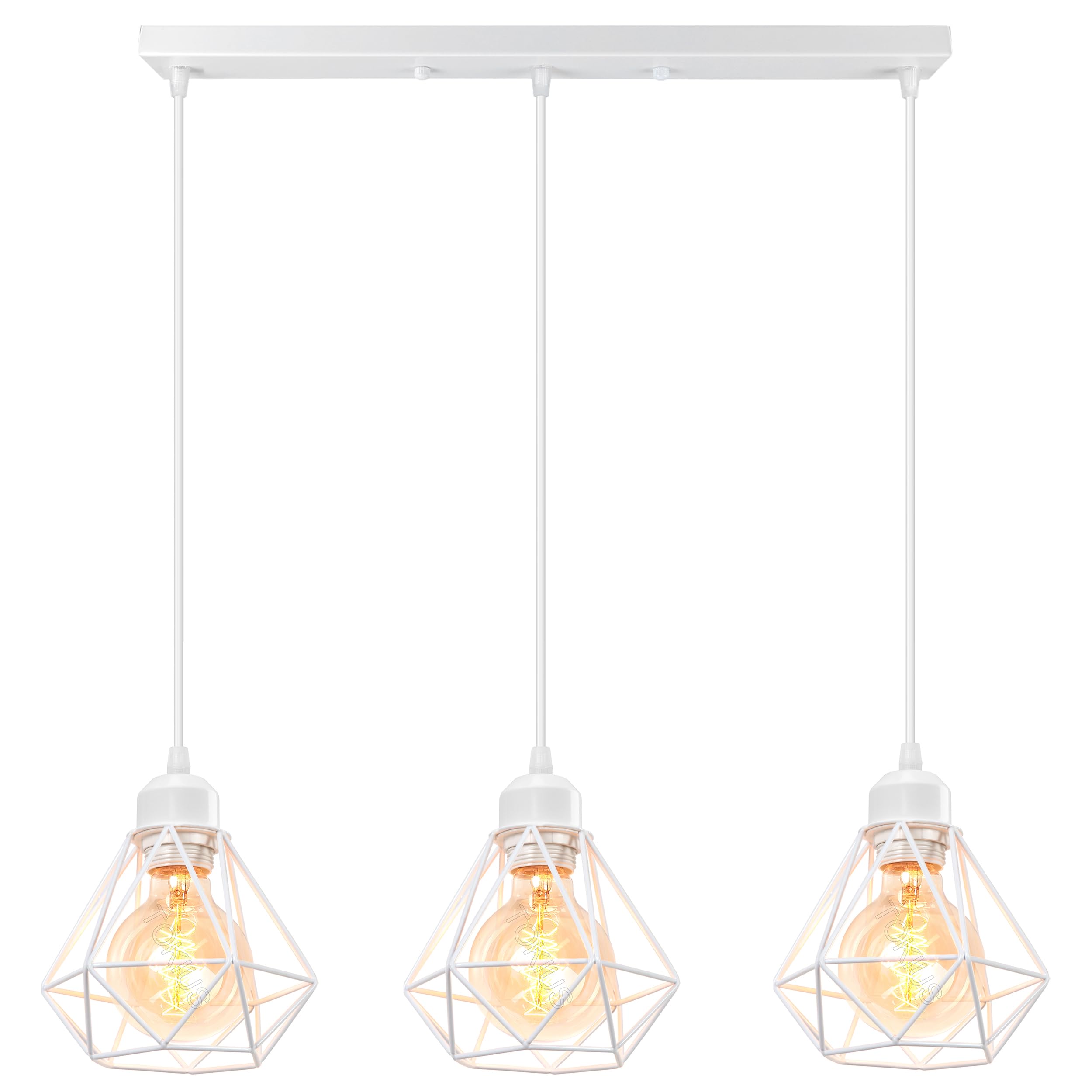 Lámparas de Techo Retro Plafón Ø 16cm Vintage Lámpara Colgante Diseño de Jaula de Hierro Blanco E27 Iluminación de Techo de Interior para Pasillo Porche Cocina Dormitorio (Araña 3 Luces B)