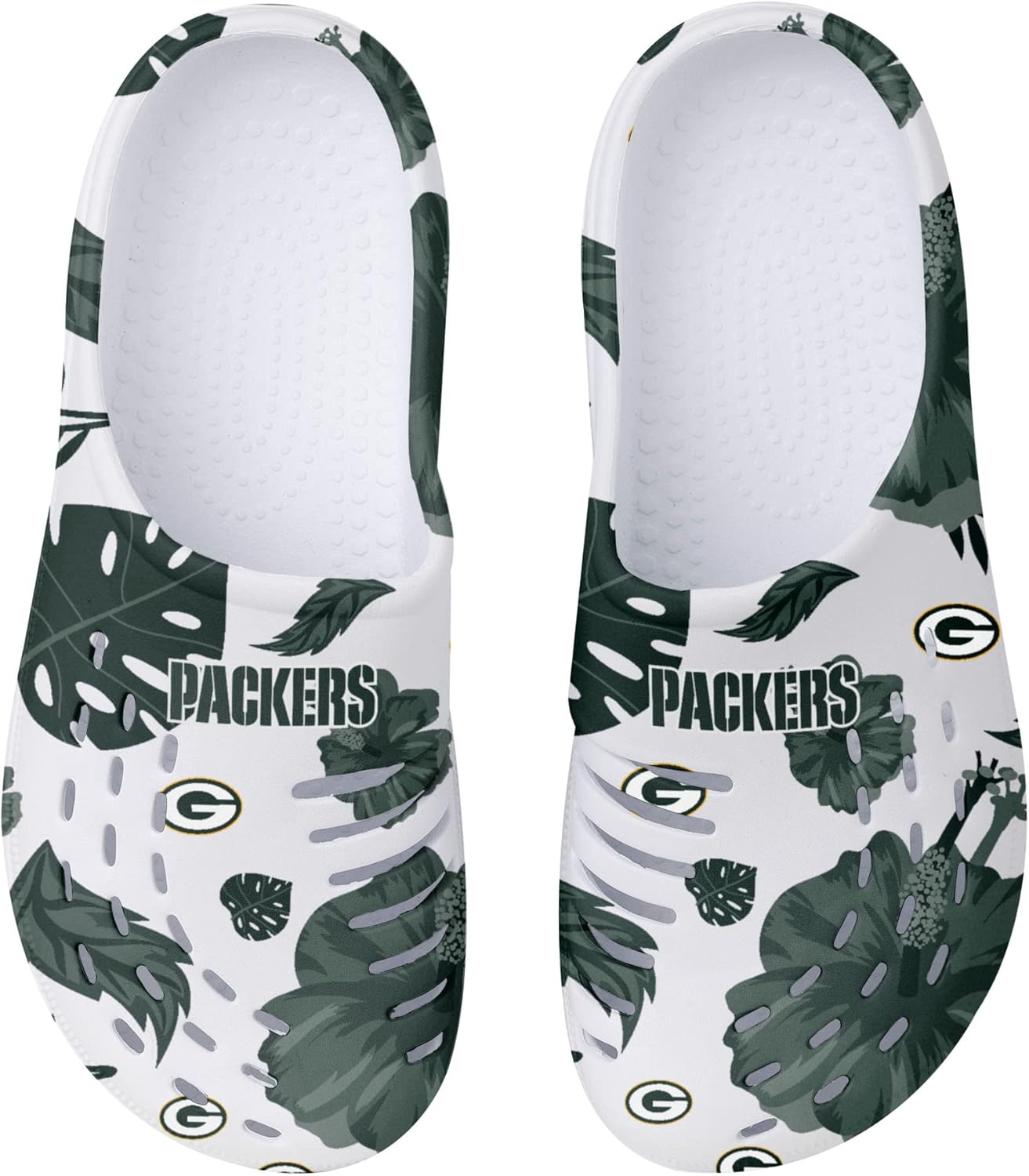 FOCO Women's NFL Team Logo Ladies Floral White Water Garden Shoe Clog Sandals