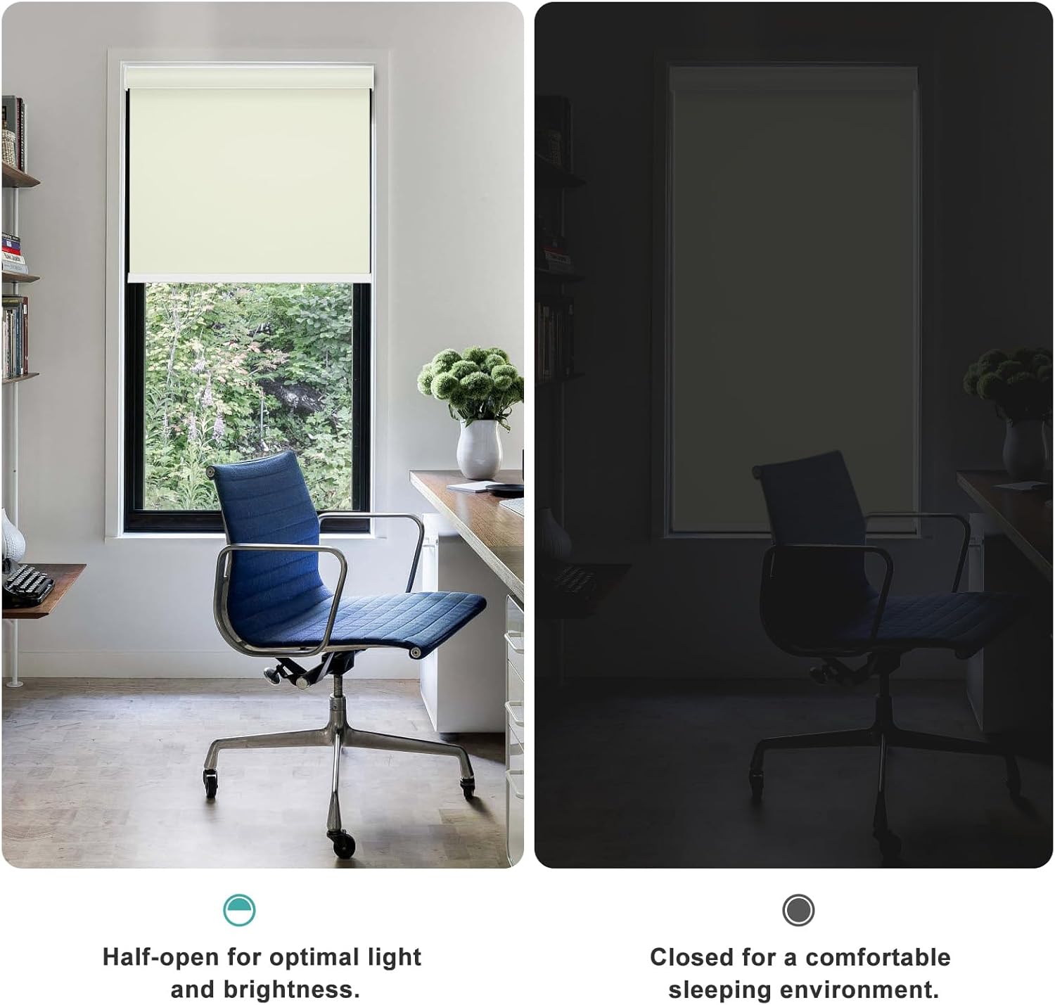 Changshade Blackout Roller Shades for Window, Cordless Blackout Blinds with Cassette Valance,Room Darkening Roller Blinds,Easy to Install for Bedroom,Living Room,Office,ROL24BG72Y,Beige