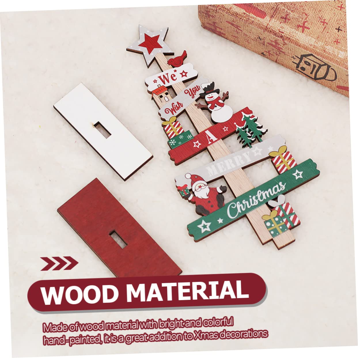 Cabilock 8 Piezas Adornos para arboles de Navidad Decoración de Mesa de Aniversario Decor for Table Centro de Mesa navideño artesanías de Madera de Navidad árbol de Navidad de Madera