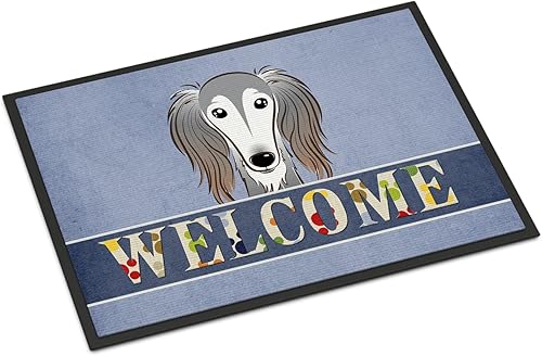 Miniatura 69 de Caroline's Treasures BB1449JMAT - Tapete de bienvenida de carlino negro, 24 x 36 pulgadas, tapete azul para puerta delantera, para interiores