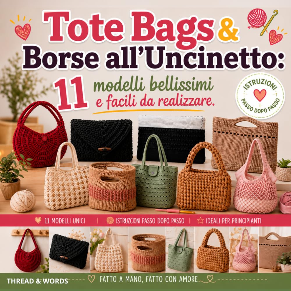 Totebags & Borse all'Uncinetto: Modelli moderni e facili da realizzare per principianti