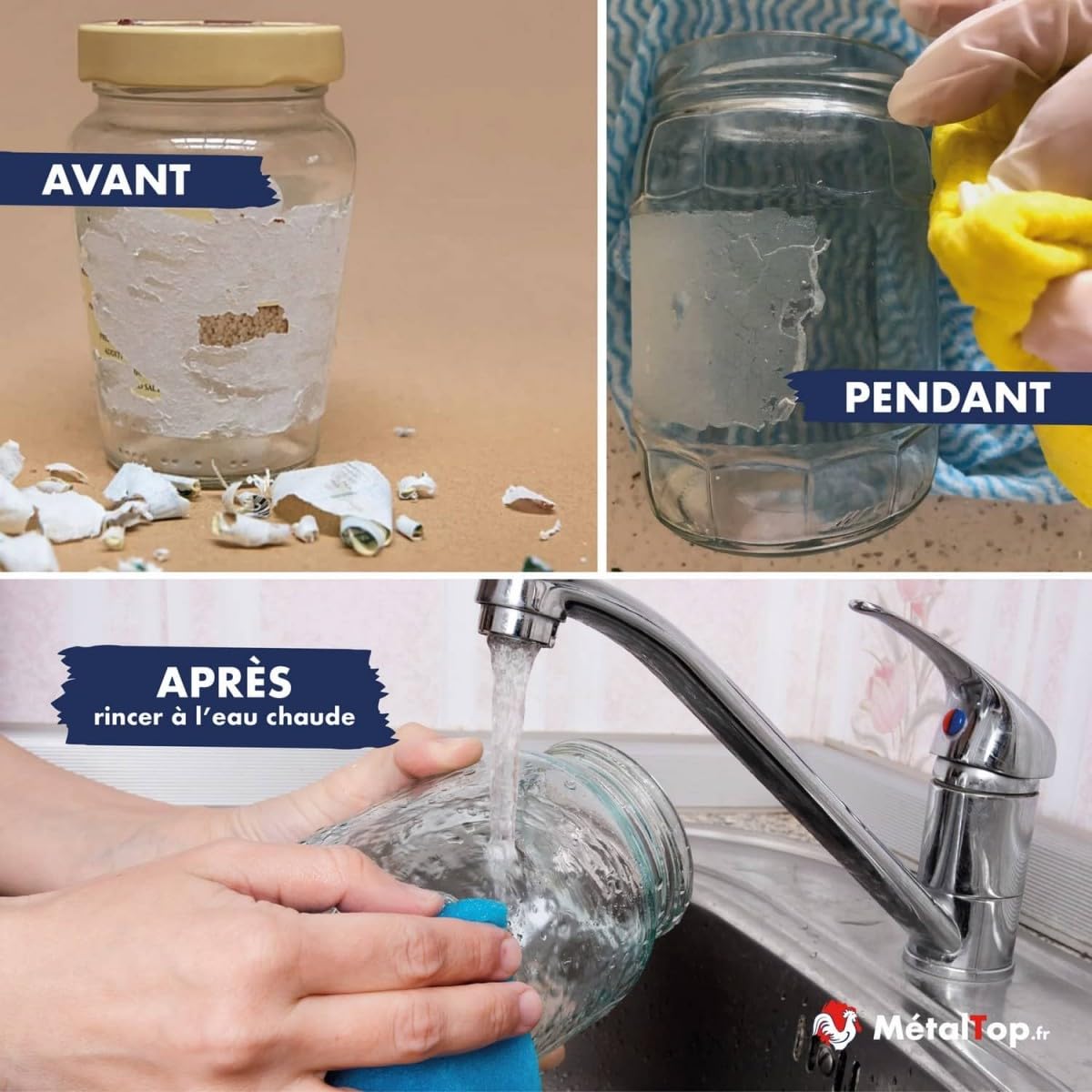 Metaltop - Decolle Etiquette - Bombe 400 ml - Elimine colle, autocollants et résidus adhésifs sans laisser de traces