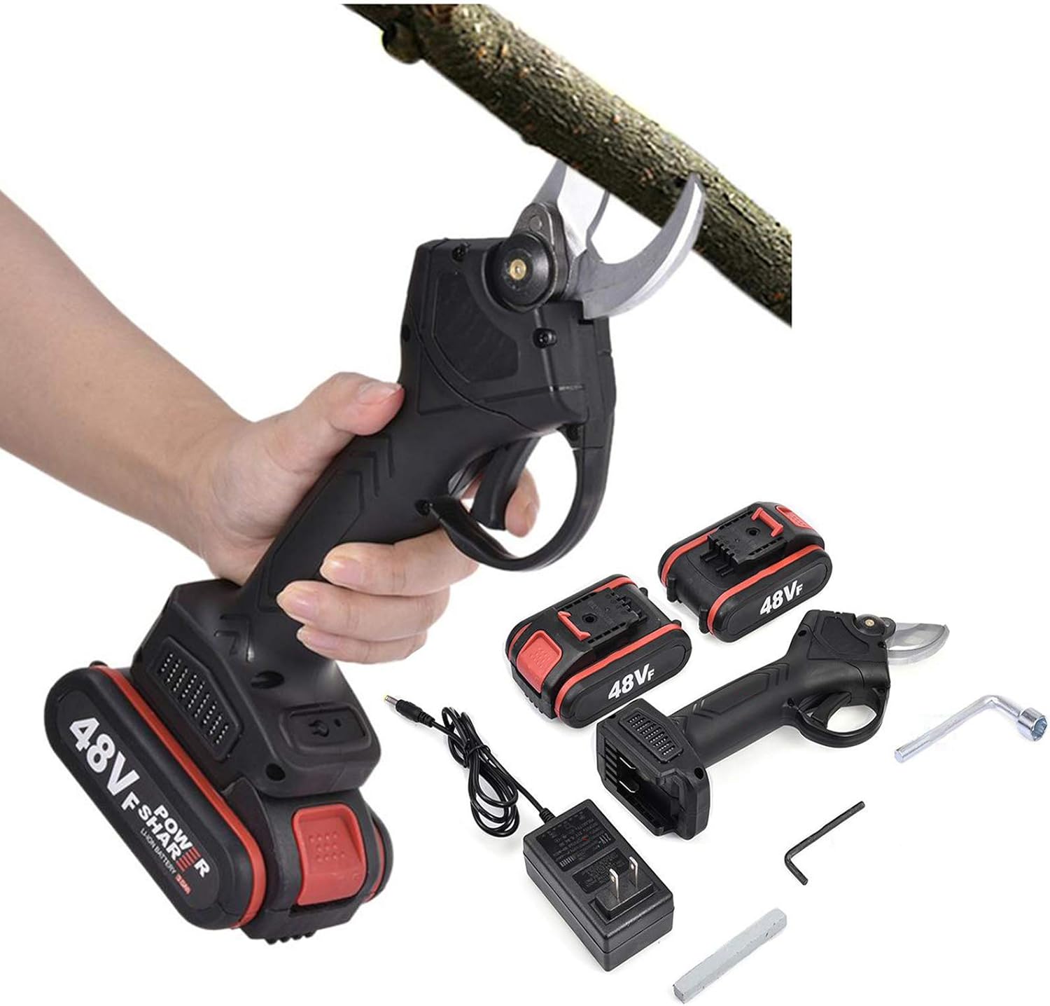 Sécateur électrique Sans Fil 21V 4.5AH,Élagueur Électrique Alimenté Par Batterie,Ciseaux De Jardinage électriques/sécateurs à Main Avec Poignée Extensible - Diamètre De Coupe 45mm ( Color : 3 Battery