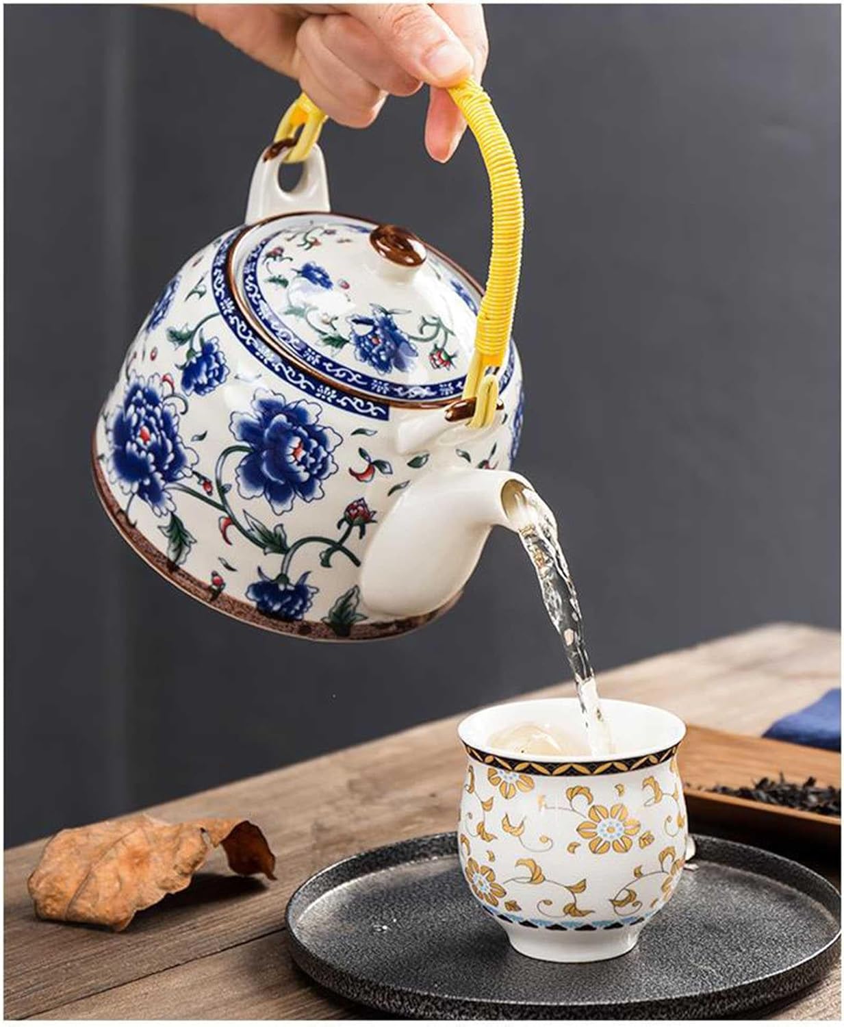 Teapot Kettle Ceramic 950ml China Porcelain Vintage Water Mug Coffee Maker Drinkware with Filter Screen for Hotel Restaurant