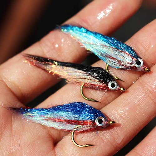 Tigofly 12pcs Wounded Minnow Fly Ice Dub Polar Fry Fly