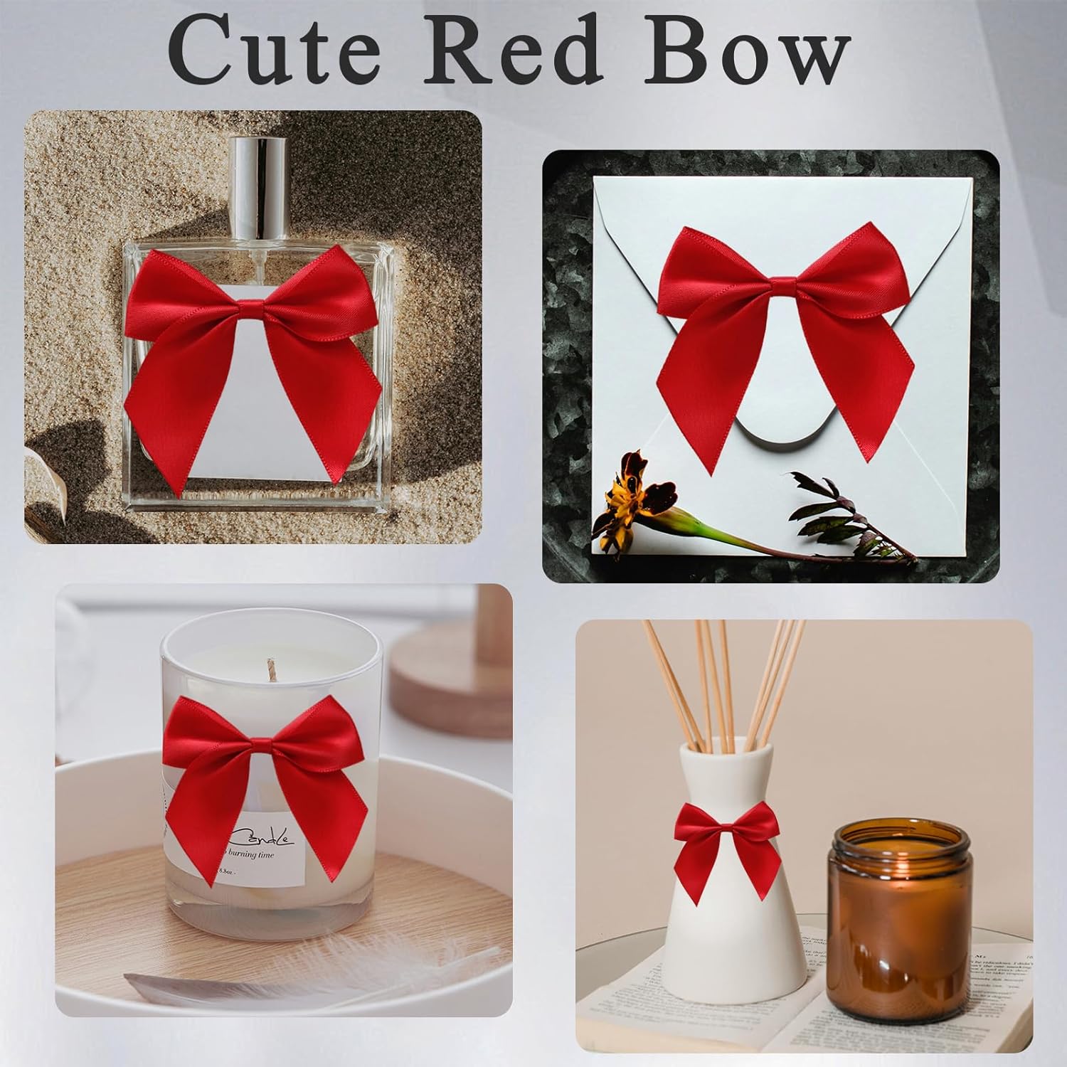 50pcs Mini Red Bows for Gift Wrapping, 2.5 Inch Red Satin Ribbon Bows for Craft Twist Tie Bows with Double - Sided Tape for Treat Bags Pretied Bows for Baby Shower Wedding Decorations - Image 6