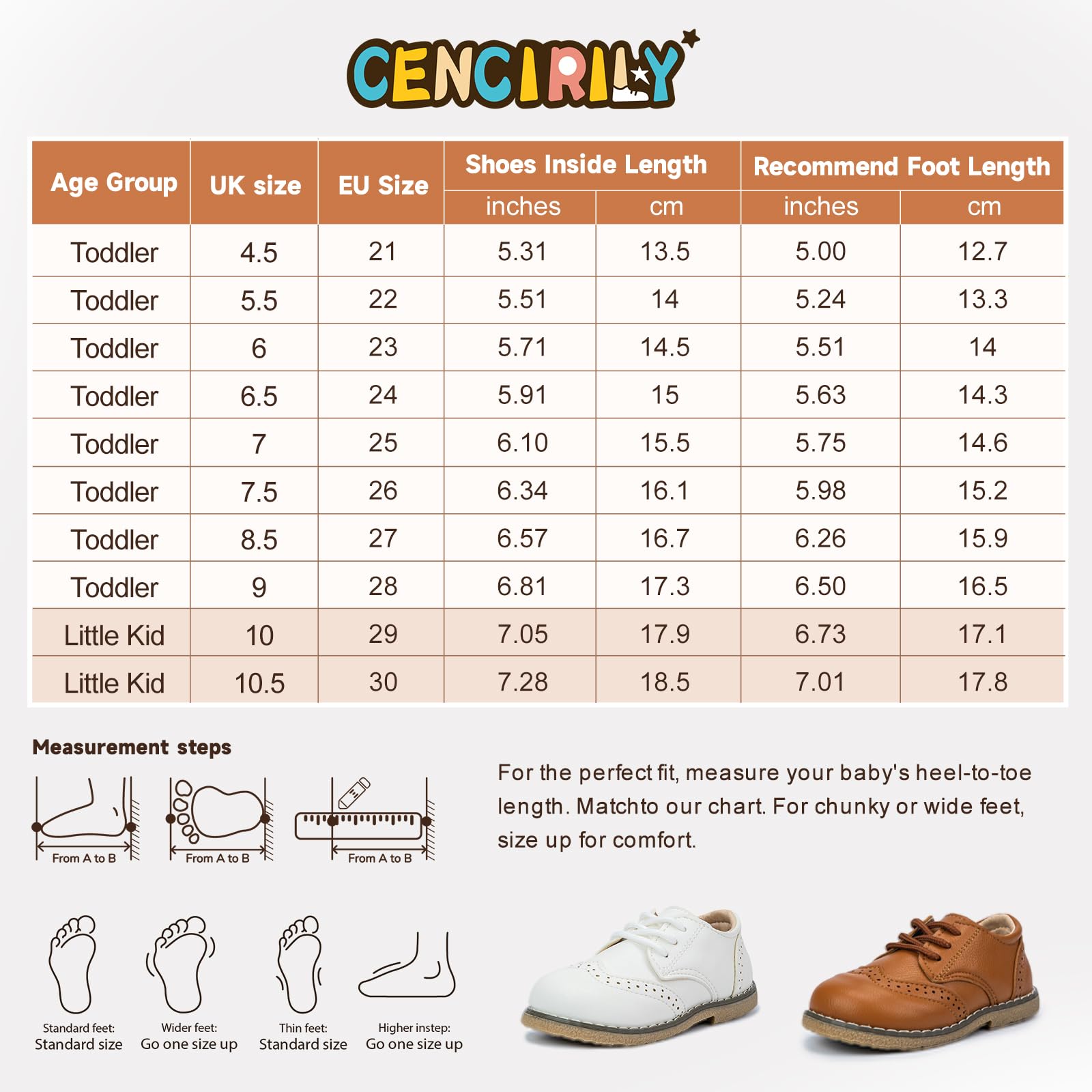 CENCIRILY Oxford-Schuhe für Kleinkinder, Jungen, Mädchen, Schnürschuhe, rutschfeste Textur, Sohle, Loafer, flach, klassisches Schuluniform-Schuh