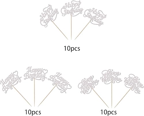 Miniatura 10 de Paquete de 30 adornos para cupcakes con purpurina para celebración, cumpleaños, baby shower, niños, fiesta de cumpleaños, suministros de decoración